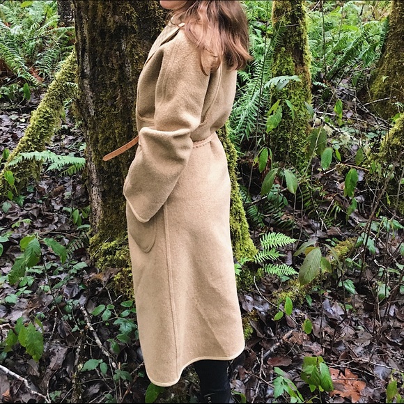 Vintage Tan Wool Winter Coat - Picture 3 of 6